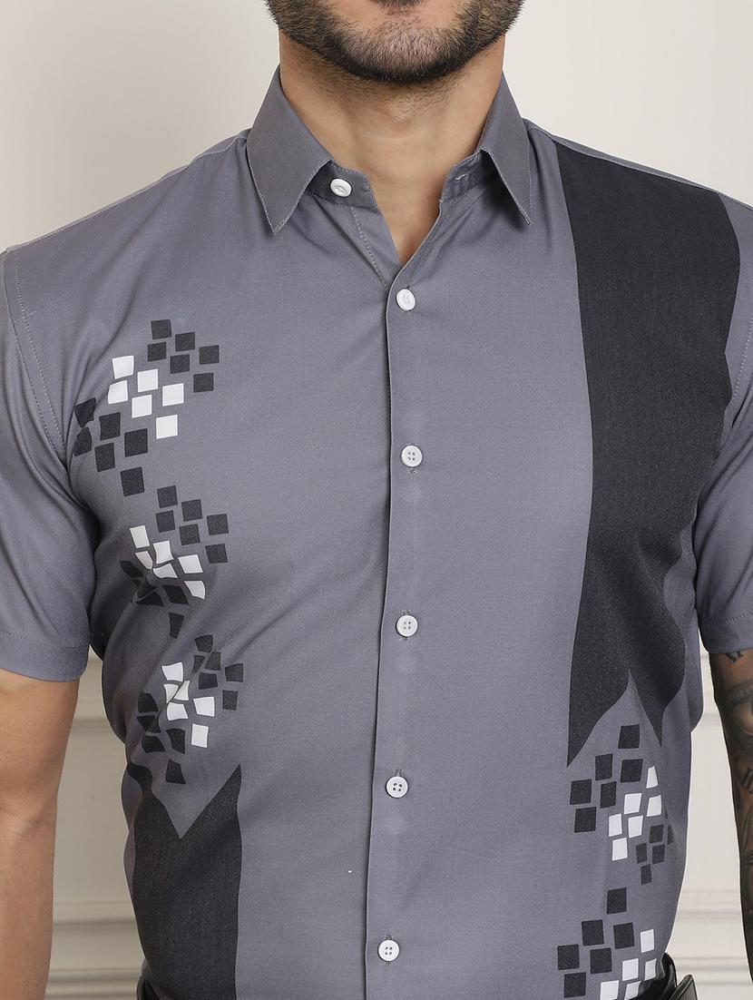 grey cotton blend casual shirt - 20848931 - Standard Image - 5