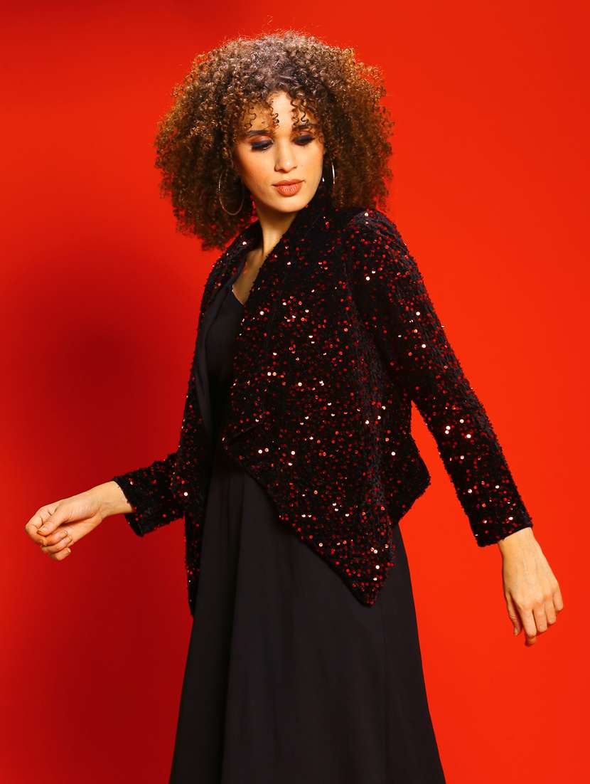 women red sequence regular shrug