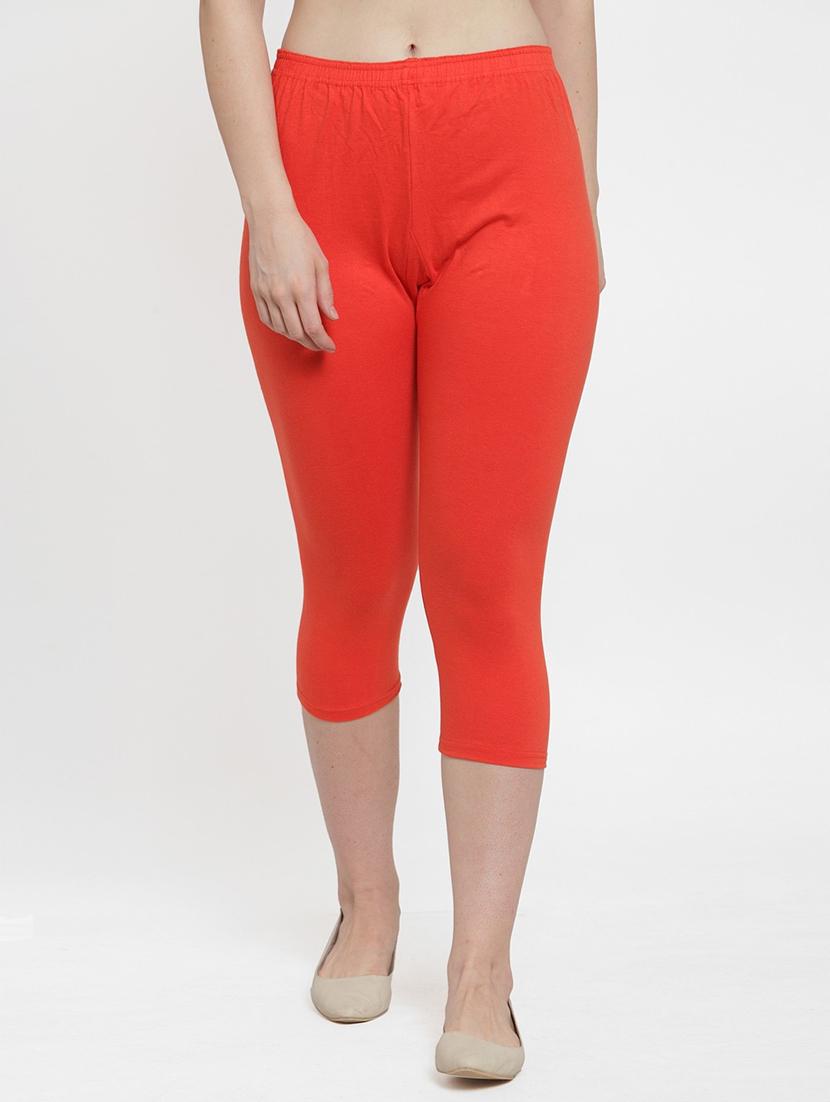 women mid-rise orange solid capri - 20850418 - Zoom Image - 0