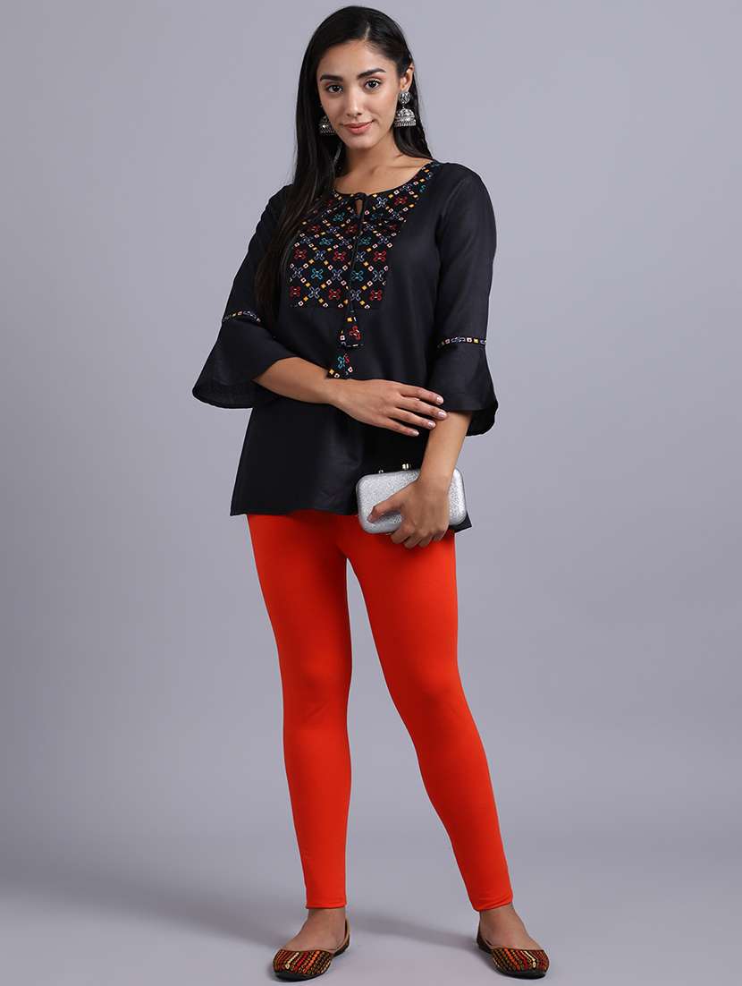 women solid high rise leggings - 20850494 -  Standard Image - 3