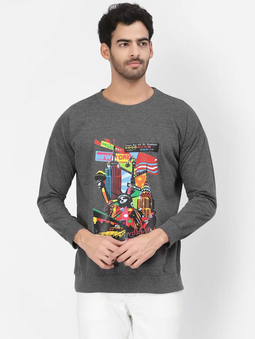 grey cotton graphic print sweatshirt