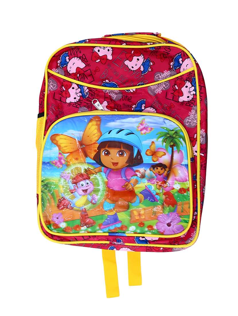 kids pink printed dora hello kitty backpack bag