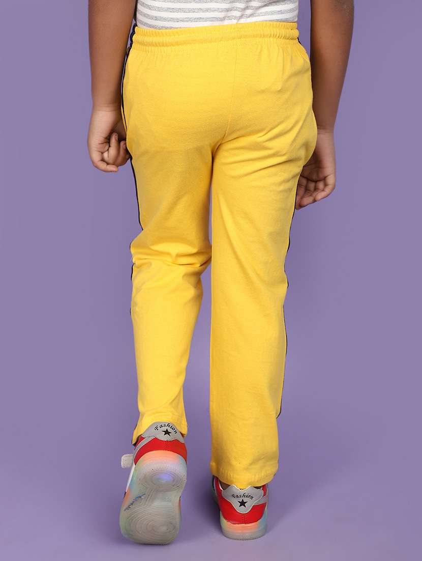 yellow side taped cotton casual track pant - 20852200 -  Standard Image - 3