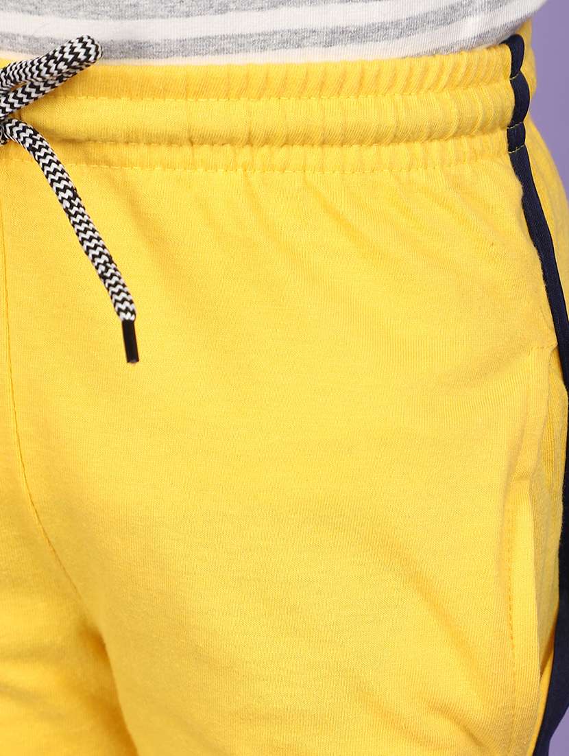 yellow side taped cotton casual track pant - 20852200 -  Standard Image - 5