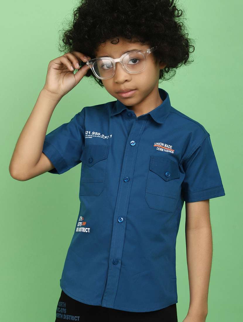 boys blue solid shorts set  - 20852239 -  Standard Image - 3