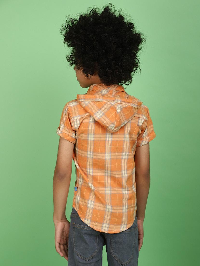 orange checks cotton shirt - 20852251 - Standard Image - 3