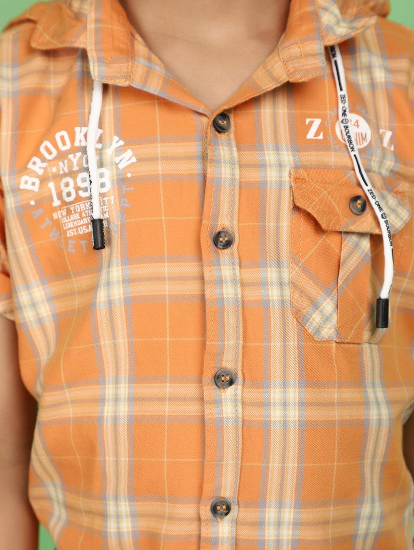 orange checks cotton shirt - 20852251 - Standard Image - 5
