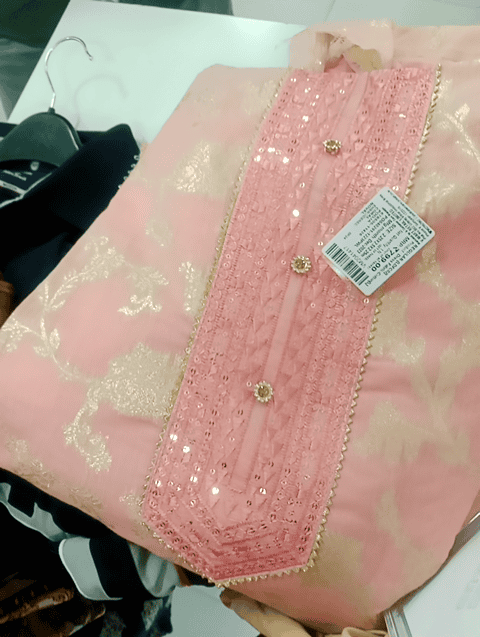 coral chanderi ethnic dress - 20852267 -  Standard Image - 0