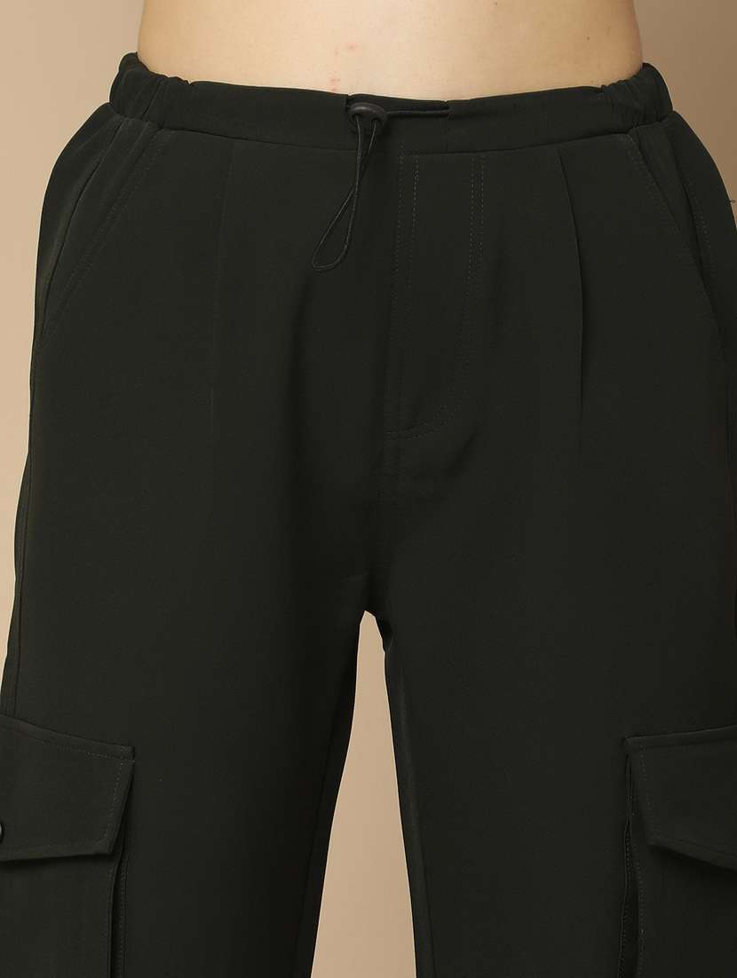 green polyester cargo trouser - 20852293 -  Standard Image - 5