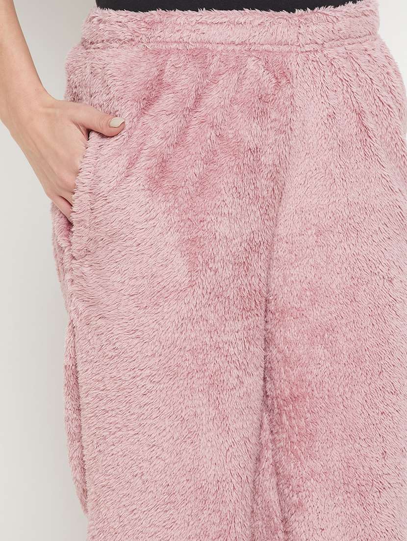 mauve fleece bottom wear - 20852347 -  Standard Image - 5