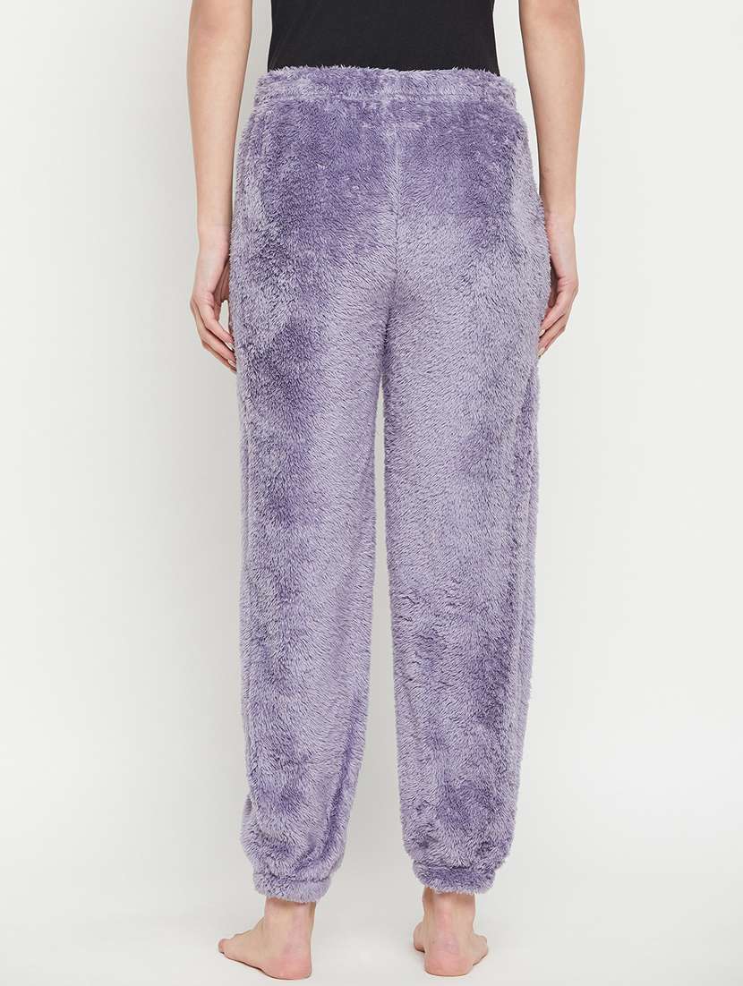 purple fleece joggers bottom wear - 20852351 - Standard Image - 3