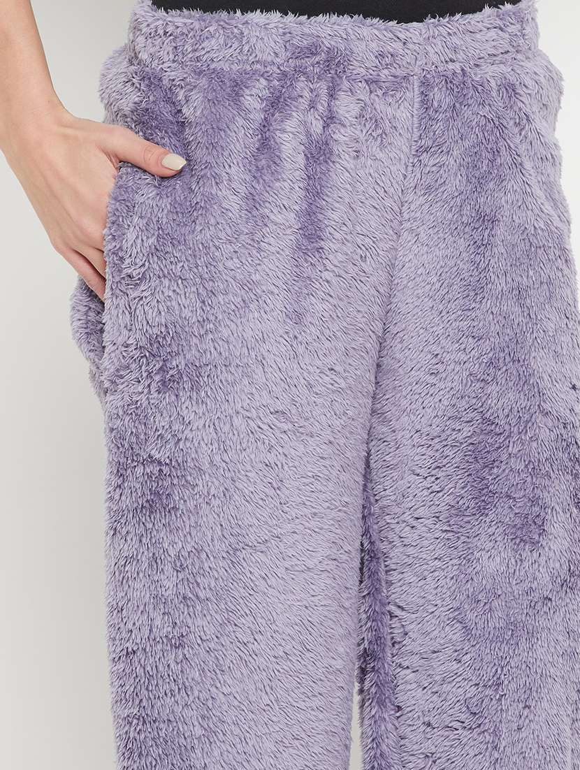purple fleece joggers bottom wear - 20852351 - Standard Image - 5