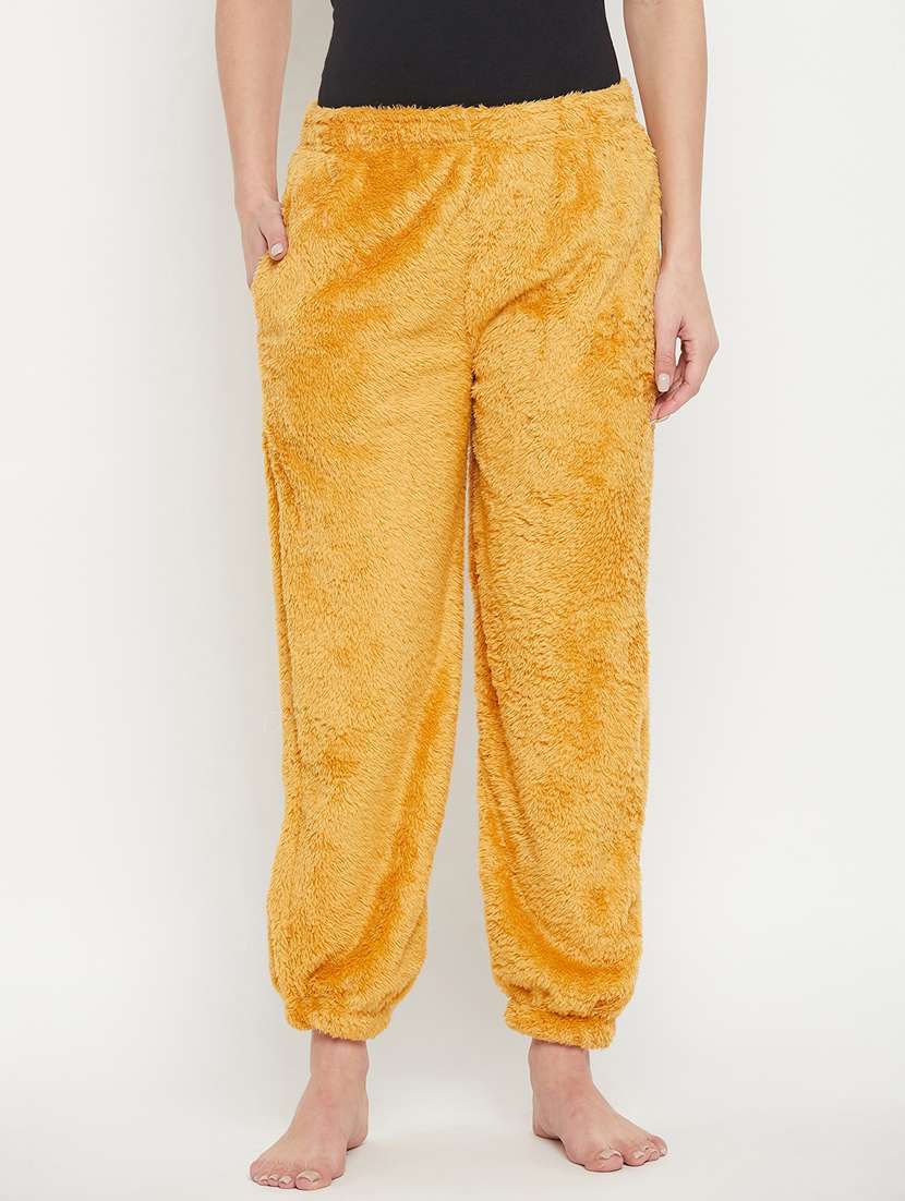 mustard fleece bottom wear