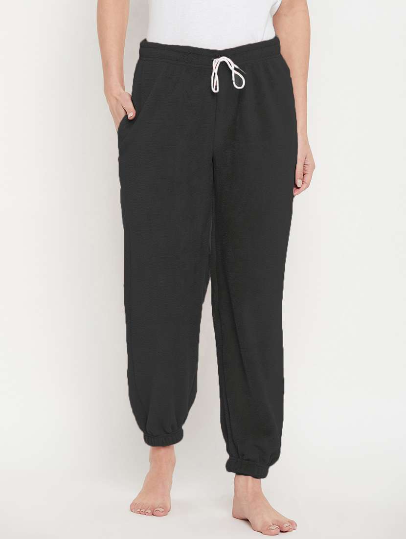 black fleece joggers bottom wear - 20852353 - Zoom Image - 0