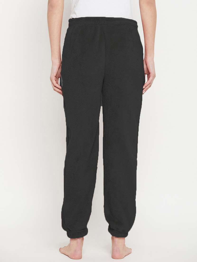black fleece joggers bottom wear - 20852353 - Standard Image - 3