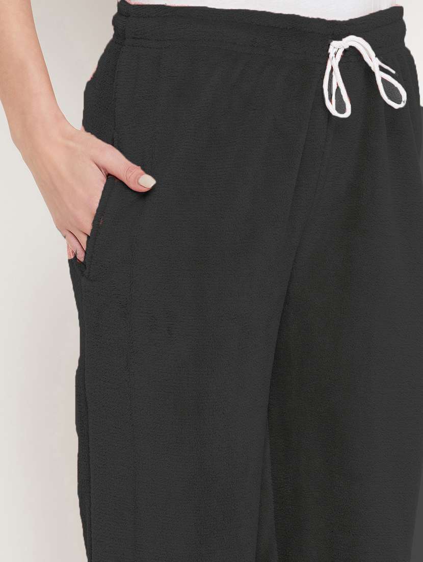black fleece joggers bottom wear - 20852353 - Standard Image - 5