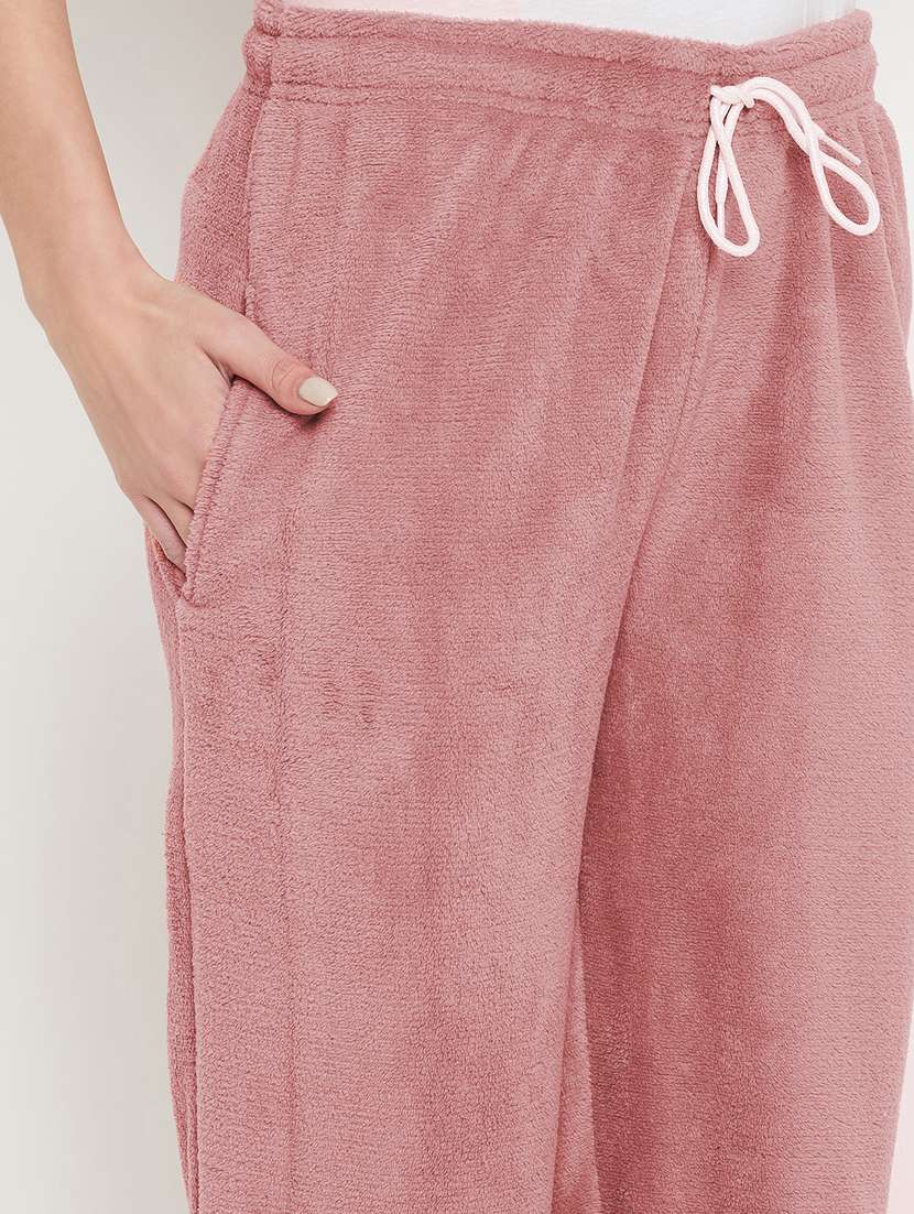 mauve fleece bottom wear - 20852356 - Standard Image - 5