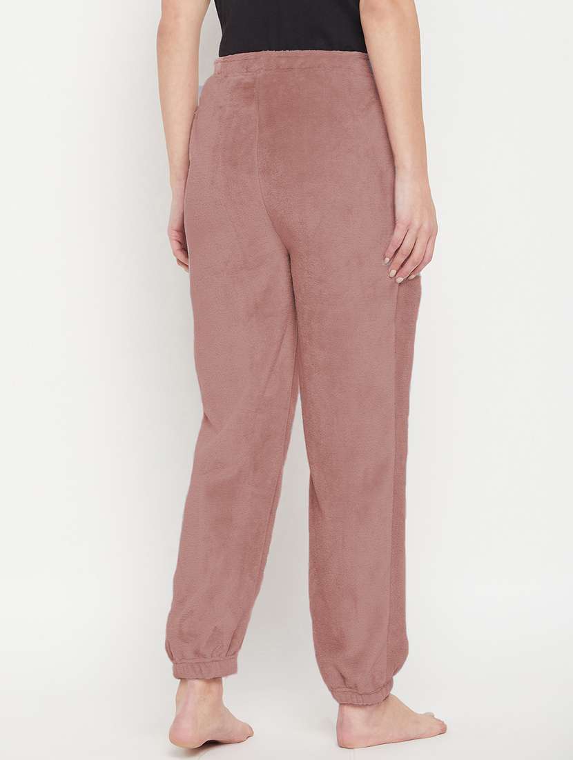 brown fleece joggers bottom wear - 20852359 - Standard Image - 3
