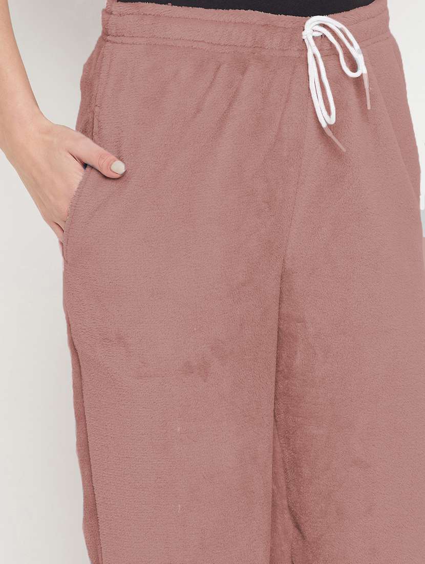 brown fleece joggers bottom wear - 20852359 - Standard Image - 5
