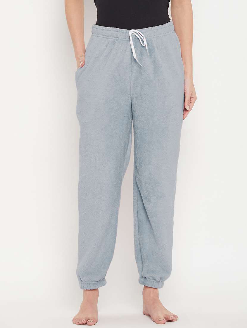 grey fleece joggers bottom wear