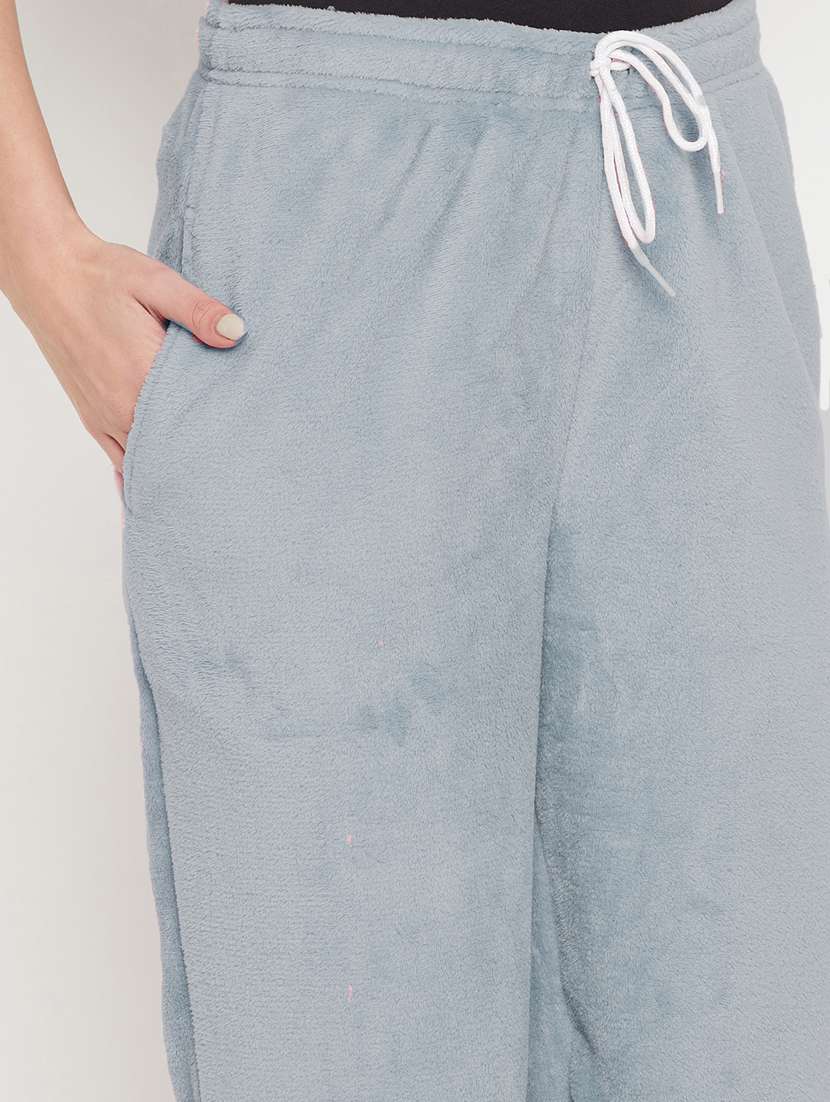 grey fleece joggers bottom wear - 20852360 -  Standard Image - 5