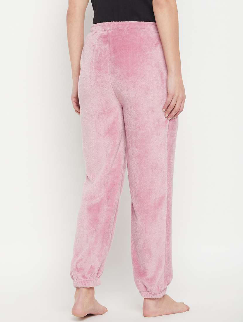 pink fleece joggers bottom wear - 20852362 -  Standard Image - 3