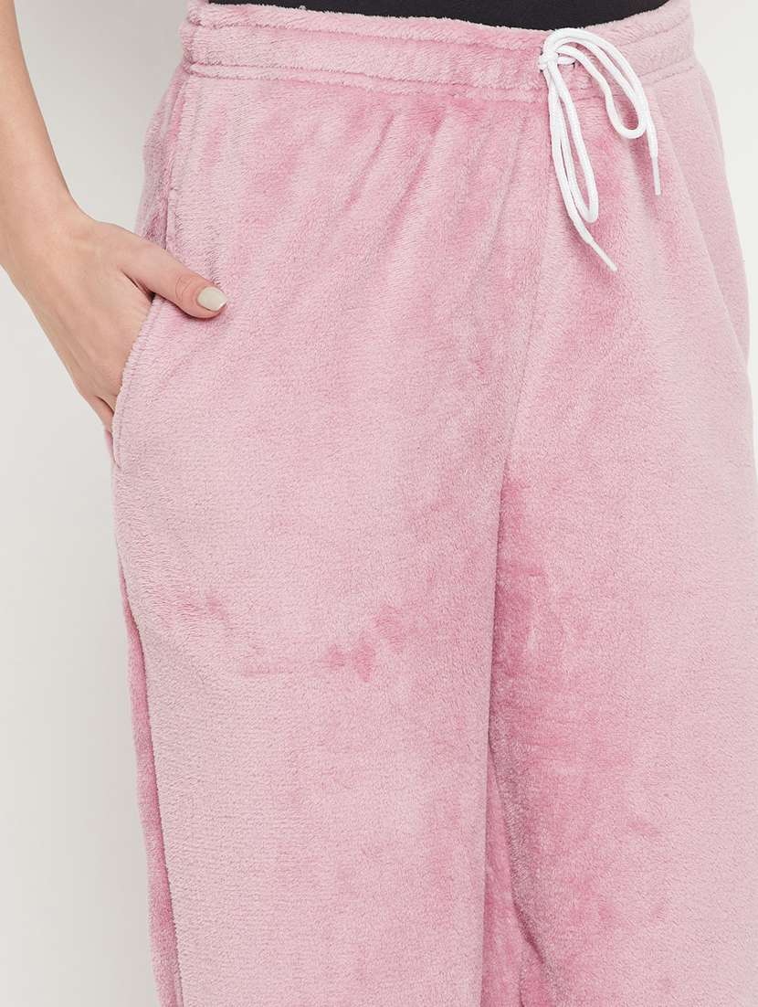 pink fleece joggers bottom wear - 20852362 -  Standard Image - 5