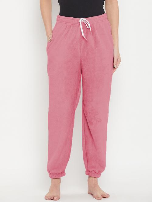 pink fleece joggers bottom wear - 20852363 - Standard Image - 0