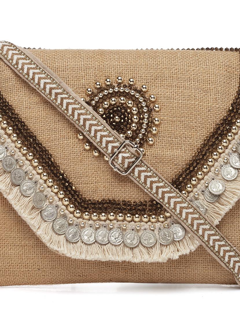 beige embellished sling bag - 20852384 - Standard Image - 3