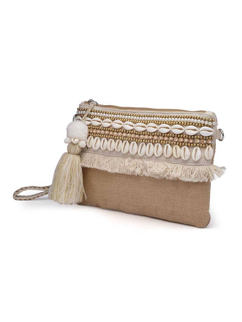 beige embellished sling bag - 20852386 - Standard Image - 5