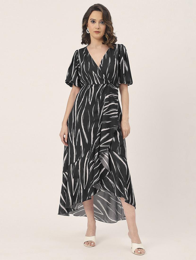 women black printed fit & flare dress - 20852400 - Standard Image - 3