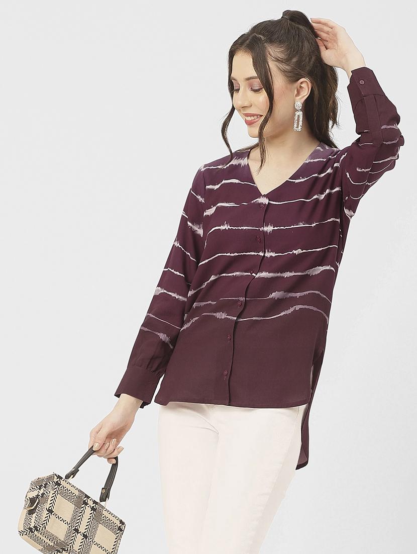 mauve rayon printed top - 20852426 - Standard Image - 3