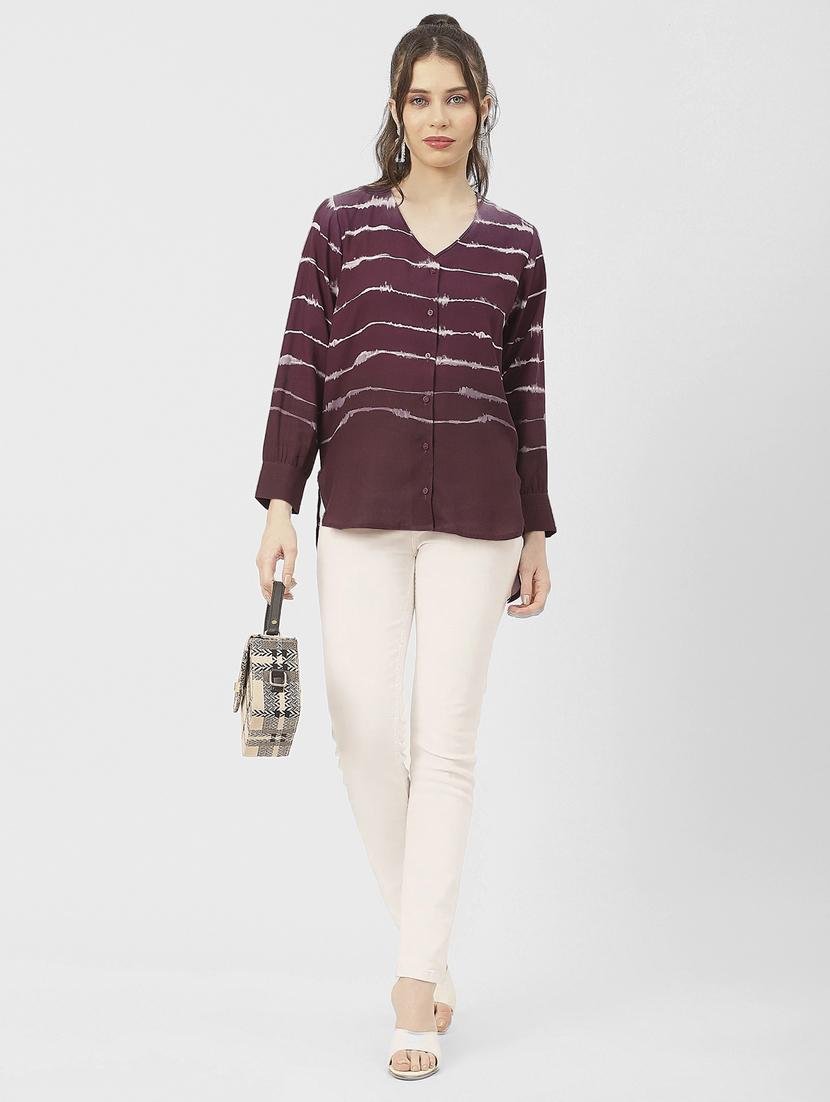 mauve rayon printed top - 20852426 - Standard Image - 5