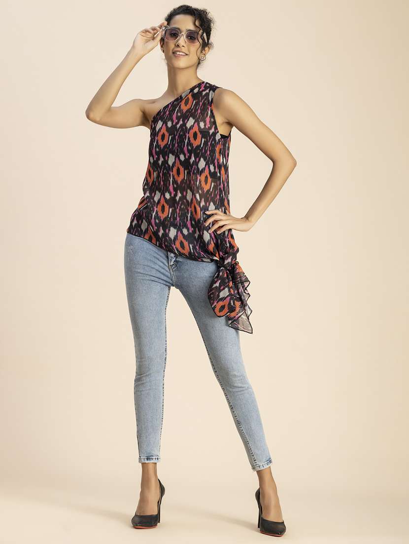 women multicolored aztec printed asymmetric top - 20852433 -  Standard Image - 5
