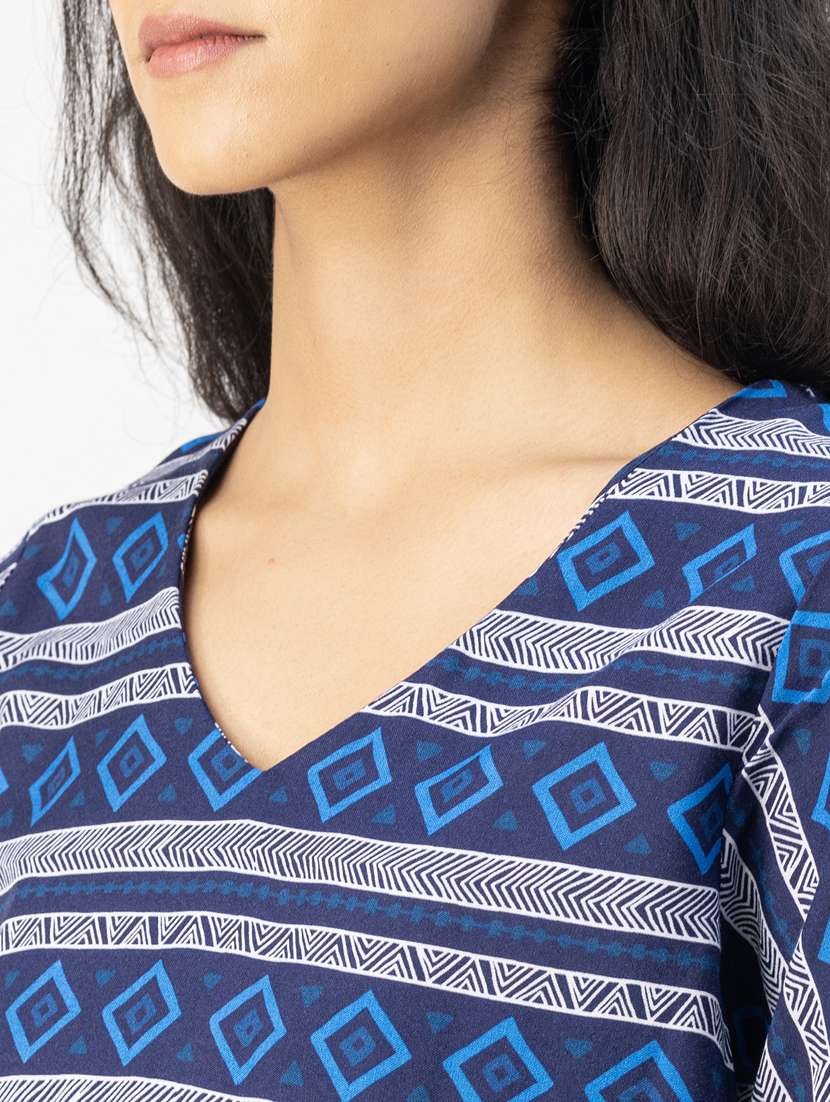 women navy blue printed full leg jumpsuit - 20852436 -  Standard Image - 5