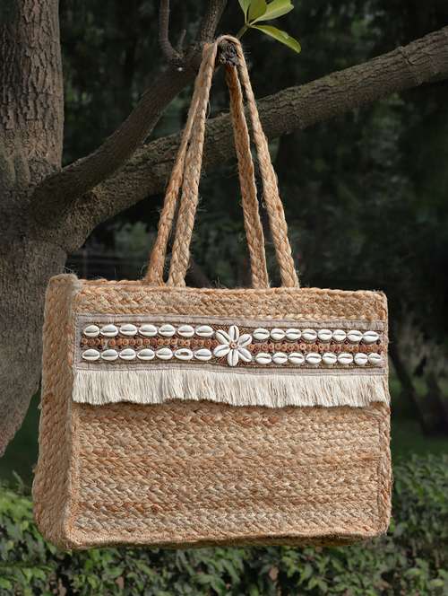 beige jute regular tote