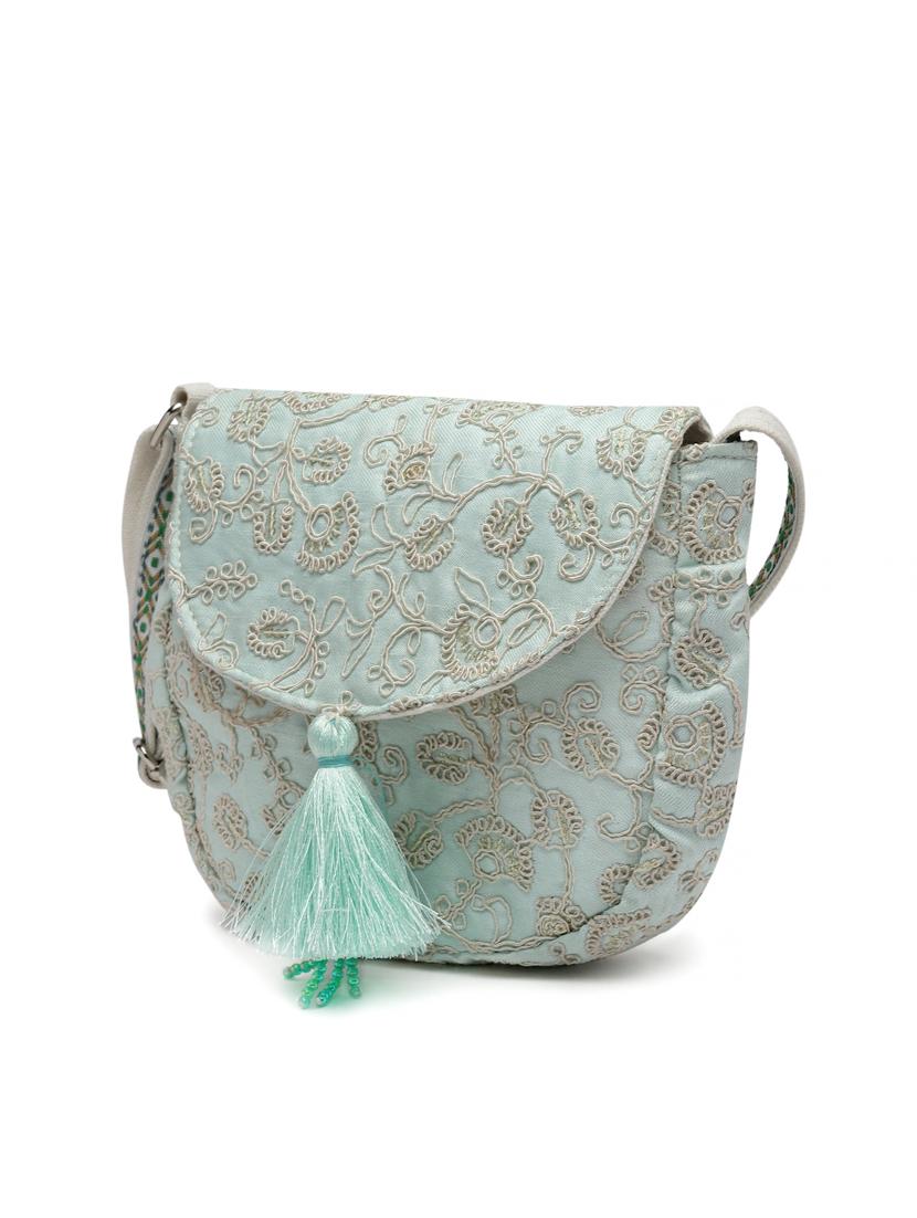 see green embroidered sling bag - 20852464 - Standard Image - 5