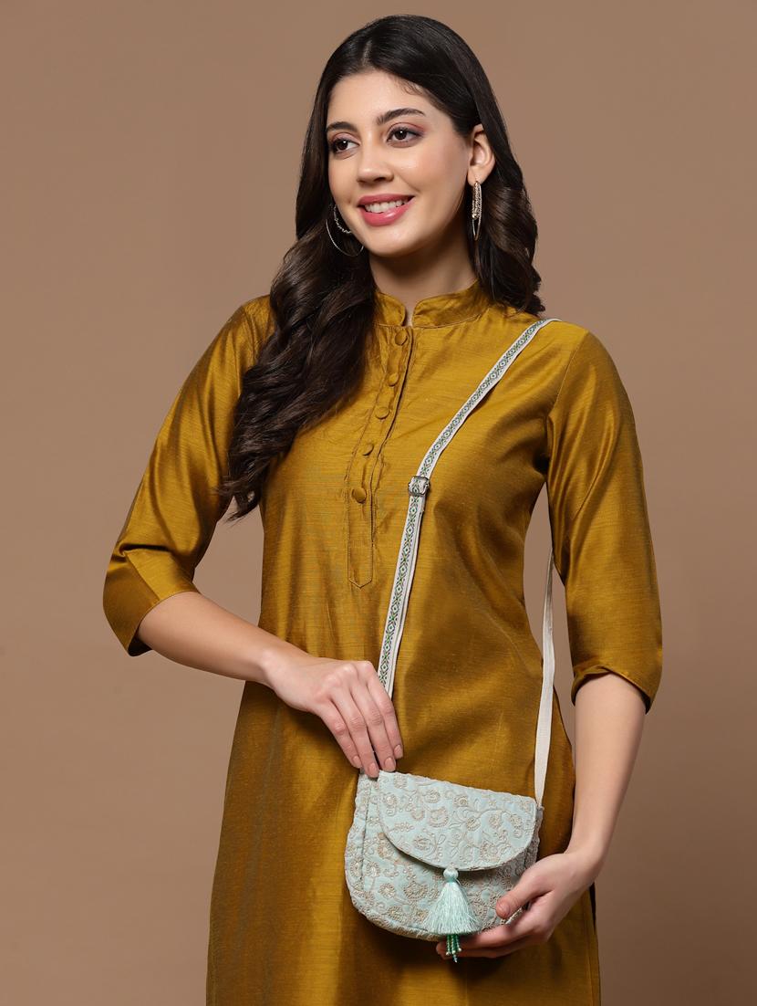 see green embroidered sling bag - 20852464 - Standard Image - 8