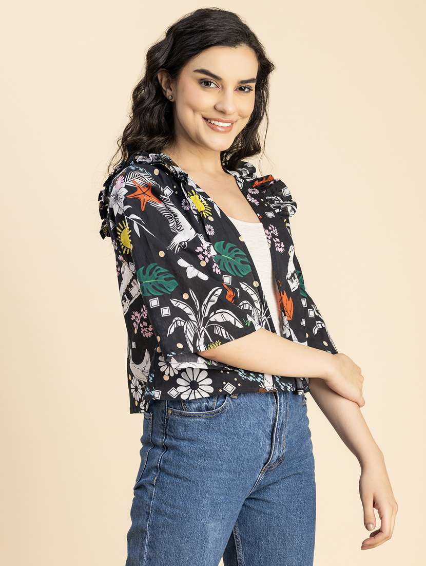 black printed detailed shrug - 20852467 -  Standard Image - 3