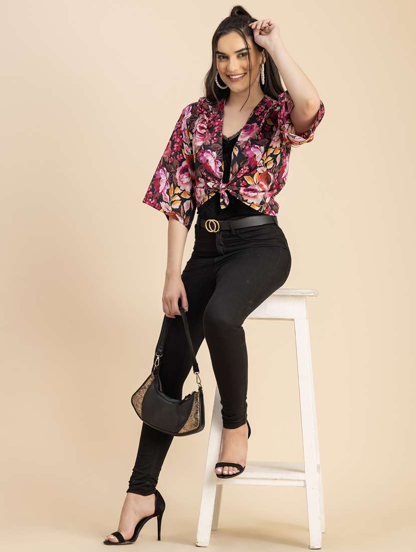 black floral printed summer jacket - 20852469 -  Standard Image - 5
