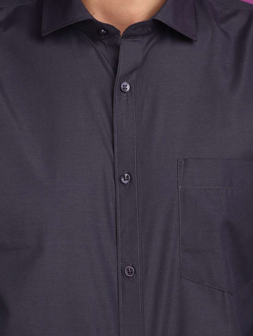 grey cotton blend formal shirt - 20852535 -  Standard Image - 5