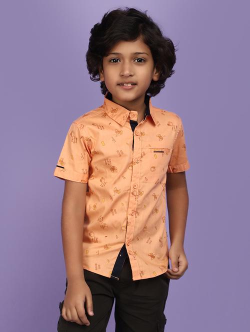 coral cotton printed shirt - 20852554 -  Standard Image - 0