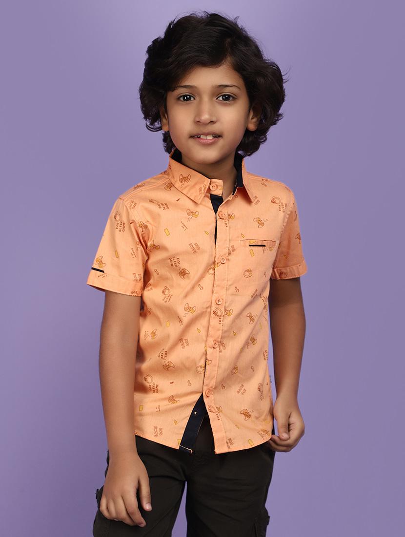 coral cotton printed shirt - 20852554 -  Zoom Image - 0