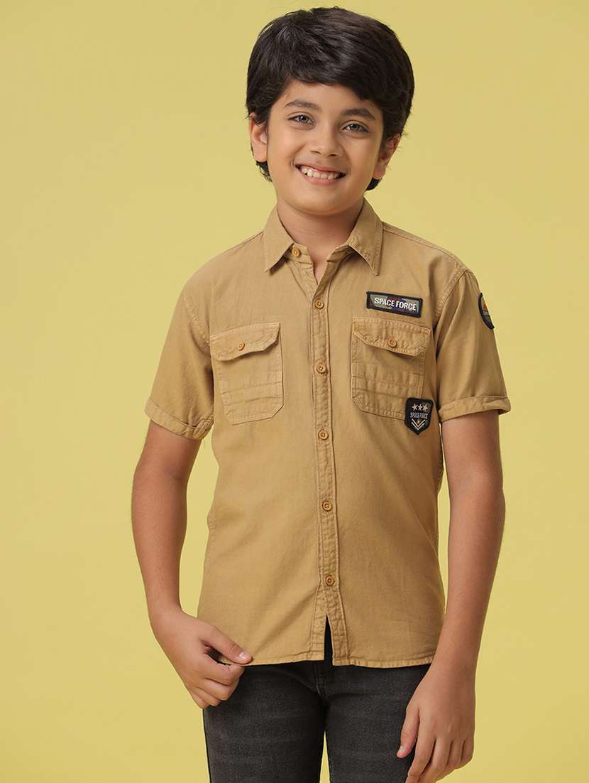 boys shirt collar solid shirt