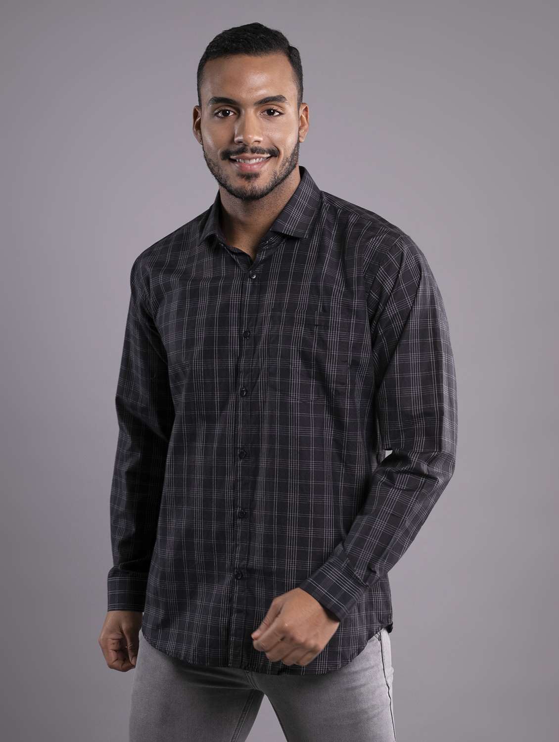 men black regular fit casual shirt
