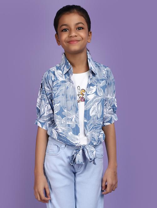 girls round neck printed top - 20852683 - Standard Image - 0