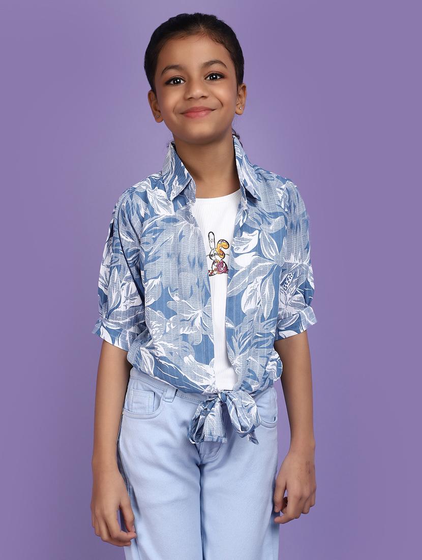 girls round neck printed top - 20852683 - Zoom Image - 0