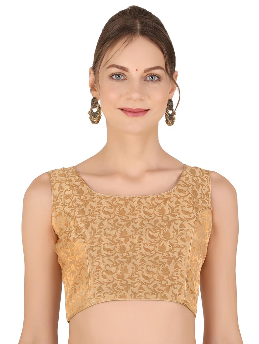 gold chanderi brocade blouse - 20852697 - Zoom Image - 0