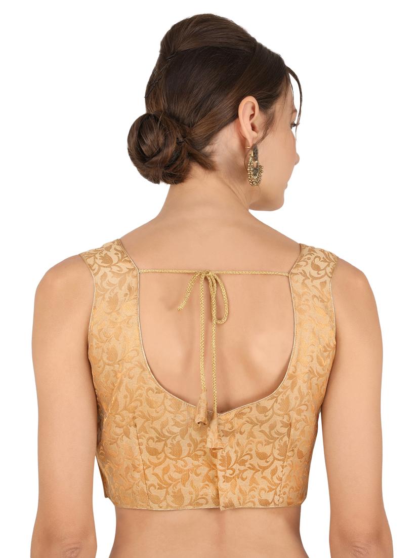 gold chanderi brocade blouse - 20852697 - Standard Image - 3