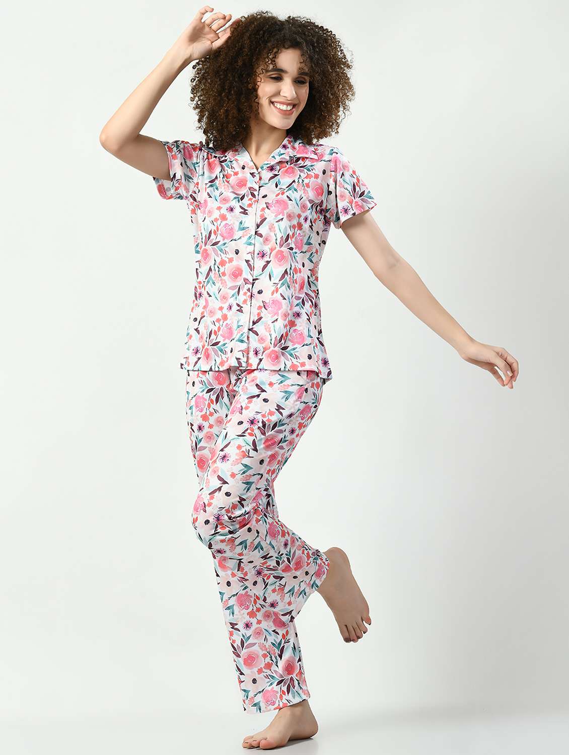 women floral printed pyjama nightwear set - 20852772 - Zoom Image - 0